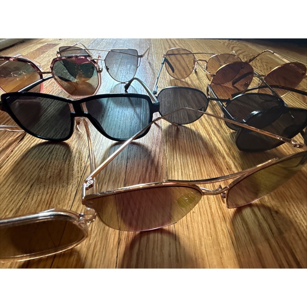 Lot of 10 Sunglasses-Different Colors & Styles. Wired Rim, Funky, Mirror, Round+ - Picture 7 of 8